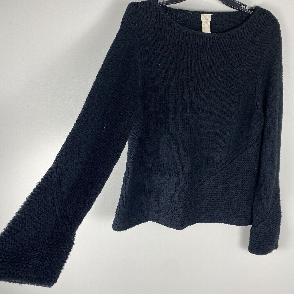 J Jill Handknit Sweater Womens size Large P Black Modern Classic Comfort Relaxed - Picture 3 of 6